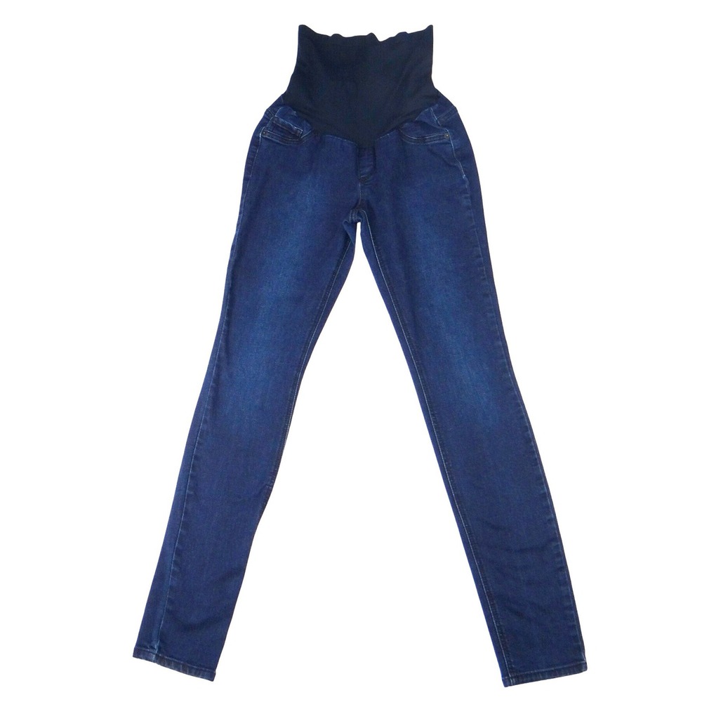Indigo Blue Maternity‎ Jeans Dark Wash Stretchy Full Panel Skinny Leg Size M/L